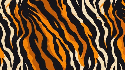 The tiger skin pattern is seamlessly illustrated in this vector design, offering a textured background reminiscent of animal striped fur.