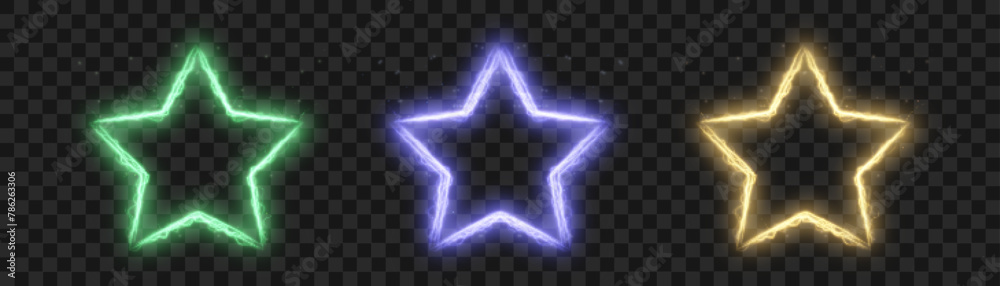Poster star frame with sparks and flame light effects, shining luxury banner vector illustration. for web d