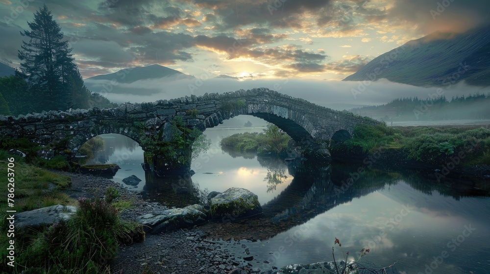 Canvas Prints Ancient Stone Bridge in Scotland s Stunning Landscape