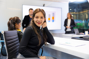 Professional business Successful Businesswoman - Business and Marketing. portrait asian business woman looking at camera meeting at board of directors metting. Teamwork
