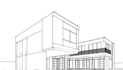 Obraz premium house building sketch architecture vector illustration