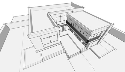 house building sketch architecture vector illustration
