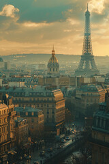 Vintage Paris poster showcasing iconic architecture and city atmosphere, perfect for nostalgic and aesthetic projects.