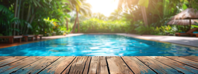 Beautiful outdoor pool tropical resort banner