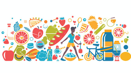 Healthy lifestyle concept with food and sport