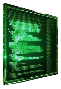 PNG Coding screen in green square technology light black background.
