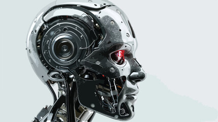 Human brain mind head with artificial intelligence robot
