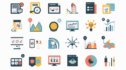 Infographics mini concept SEO and development icons