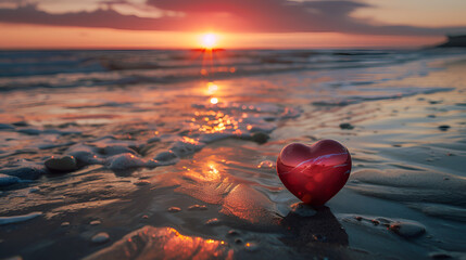 Fototapeta premium heart on the beach , generative ai