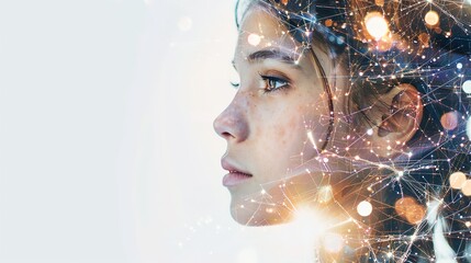woman integrated with artificial intelligence - obrazy, fototapety, plakaty