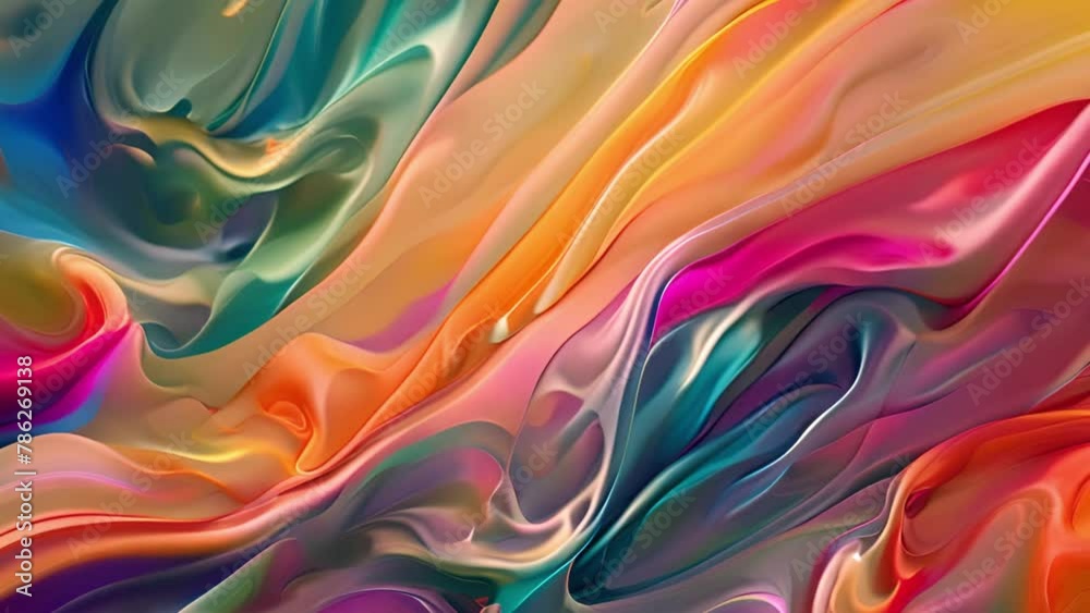 Poster vibrant silk fabric waves in an abstract display