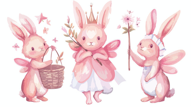 Little cute rabbit girl fairy color pink in the prince