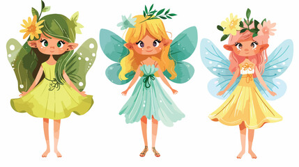 Little fairy. Sweet lady fairy tale. Vector character