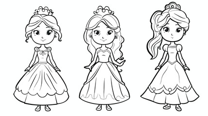 Little Princess Coloring page for kids Vector illustration
