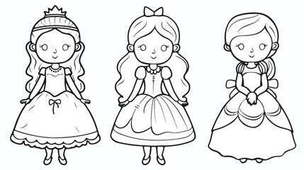Little Princess Coloring page for kids Vector illustration