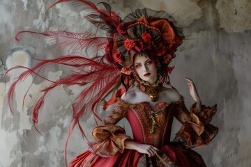 Portrait of a woman in Venetian carnival dress