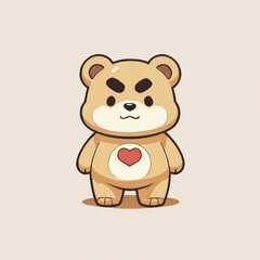 Sweet Teddy Bear with Heart Illustration