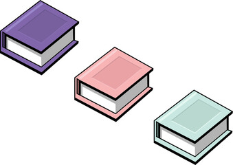 90s Y2K Retro Book Icons in Purple, Pink and Green Colors