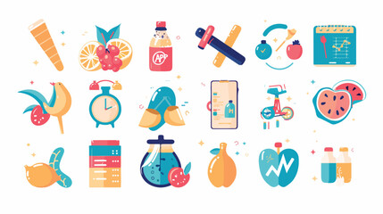 Modern lifestyle and sport workout color flat icons 