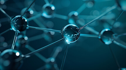 Molecular Structure in Detail with Blue Light - 3D Scientific Illustration