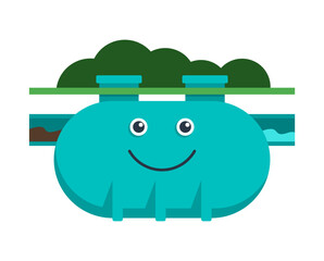 Cartoon smiling septic tank for wastewater