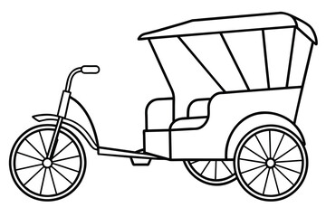Fototapeta na wymiar Rickshaw line art, vector illustration
