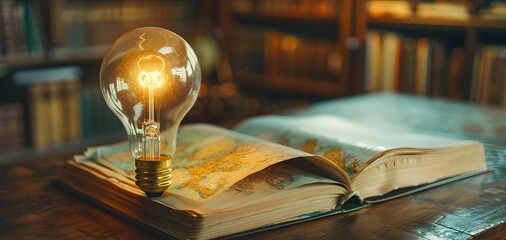 Glowing Lamp Illuminates Atlas on Table Symbolizing Global Awareness and Cultural Education