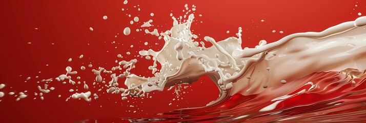 Wavy milk splash on gradient background vector presentation design, closeup, detailed illustration, high resolution, professional photograph, The ultradetailed, red color