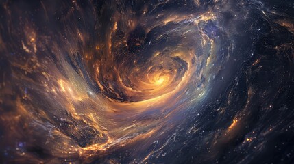 Abstract dreamscape of swirling galaxies intermingling in a celestial ballet of light and shadow. 8k, realistic, full ultra HD, high resolution, and cinematic