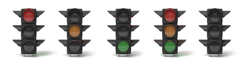 Traffic lights showing various signal phases