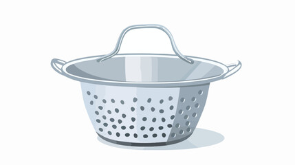 Metal kitchen strainer icon flat vector isolated on white