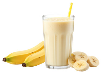 Obraz premium PNG Banana smoothie drink glass plant