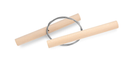 Crafting tool. Wire clay cutter isolated on white, top view