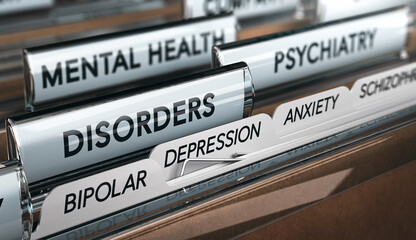 Mental Illness List, Psychiatric Disorders - obrazy, fototapety, plakaty
