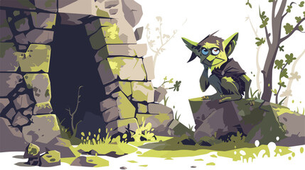 Mischievous goblin sneaking through the shadows