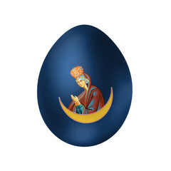 Naklejka premium Holy Mary Jesus Christ's mother. Easter blue egg in Byzantine style. Religious illustration isolated