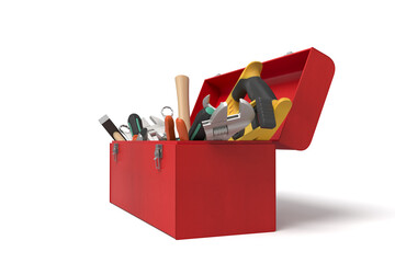 Red toolbox slightly open with tools visible