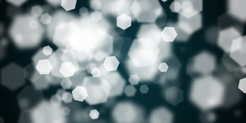 Abstract dark blue background with flying hexagonal shapes