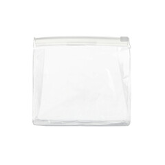 Empty plastic bag for cosmetic isolated on white