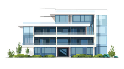 Modern building facade vector drawing flat vector isolated