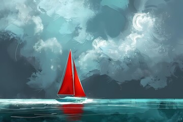 Red sailboat Illustration
