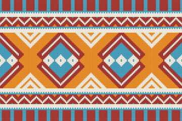 Ikat Fabric Paisley Embroidery Background. Ikat Damask Geometric Ethnic Oriental Pattern traditional.aztec Style Abstract Vector illustration.design for Texture,fabric,clothing,wrapping,sarong.