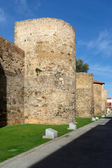 Fototapeta na wymiar Roman walls of the city of Leon in a sunny day. Castilla y leon. Spain.