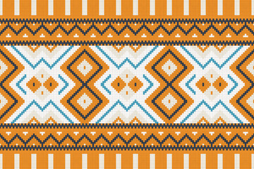 Ikat Fabric Paisley Embroidery Background. Ikat Damask Geometric Ethnic Oriental Pattern traditional.aztec Style Abstract Vector illustration.design for Texture,fabric,clothing,wrapping,sarong.