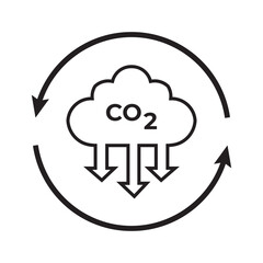 co2 emissions icon. carbon dioxide pollution. ecology and environment cloud . Carbon emissions reduction icon vector symbol logo illustration line editable stroke flat design style isolated on white 