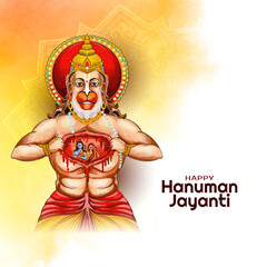 Beautiful Happy Hanuman Jayanti Indian festival celebration card