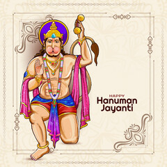 Happy Hanuman Jayanti Indian religious festival background design