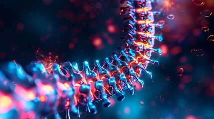 Vibrant DNA double helix with glowing particles
