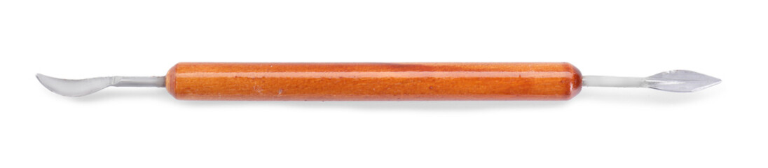 One wooden clay crafting tool isolated on white, top view