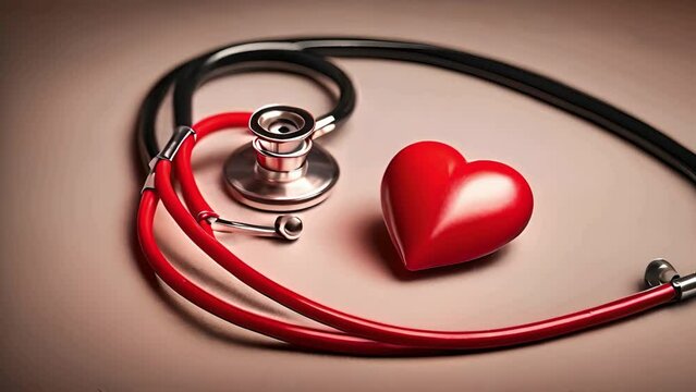 Healthcare Concept. Red Heart and Stethoscope Depicting Heart Health, Insurance, and Global Health Awareness Days